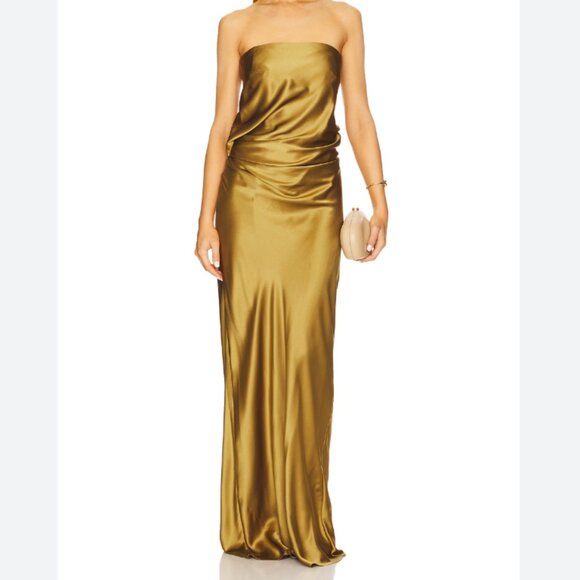 The Sei Draped Strapless Gown in Antique Gold size 2 - Picture 1 of 1